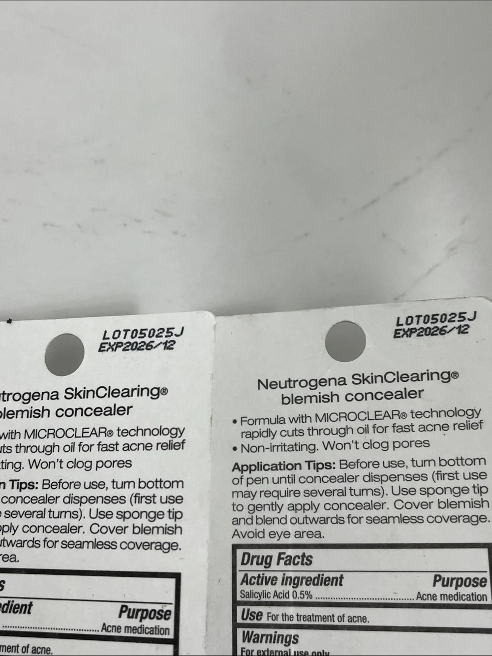 Neutrogena skin clearing blemish concealer buff lot of 2